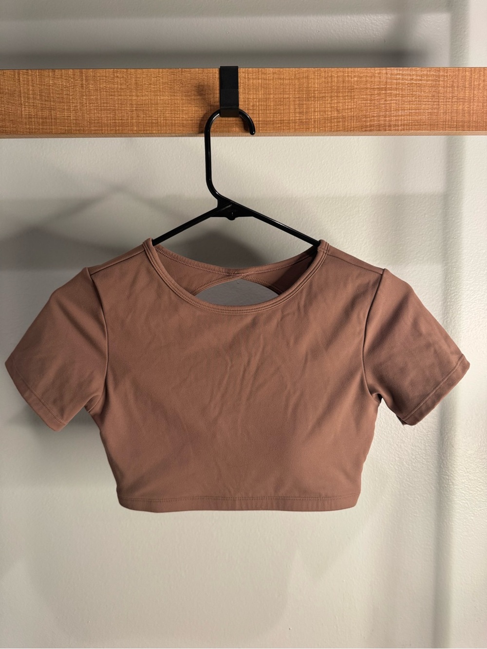 AOXJOX Women's Crop Short Sleeve Crop -Coffee XS